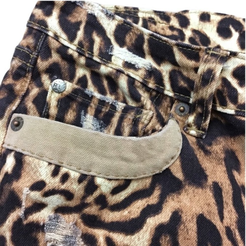 RARE Deadstock Ralph Lauren Denim & Supply Leopard Cheetah Patchwork Jeans 28/32 - Picture 2 of 8
